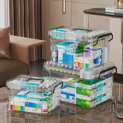 Clear Purpose Storage Box with Lid Waterproof Organizer for Medicine Large Cap
