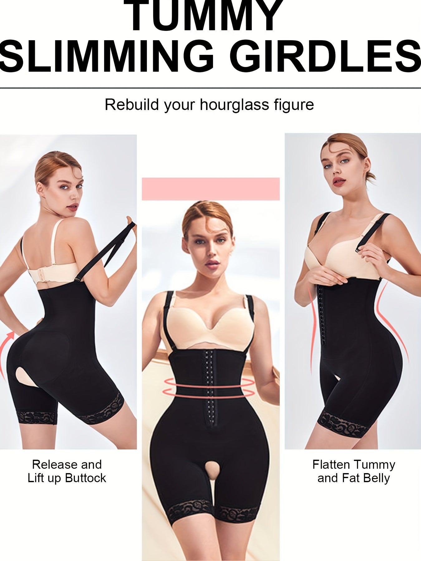 Lace Trim Shaping Shorts High Waist Tummy Control Butt Lifting Shorts