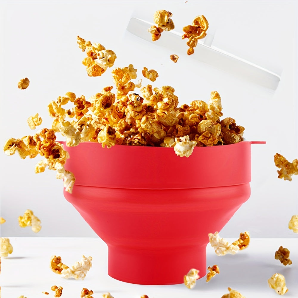 Silicone Popcorn Bowl Microwave Folding Bucket Heat-resistant Large With Lid