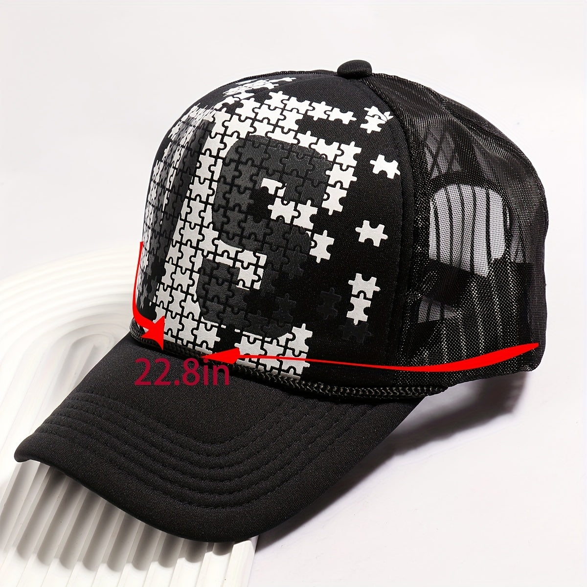 3D Puzzle Print Baseball Cap Mesh Trucker Hat Adjustable Sports Dad Hat