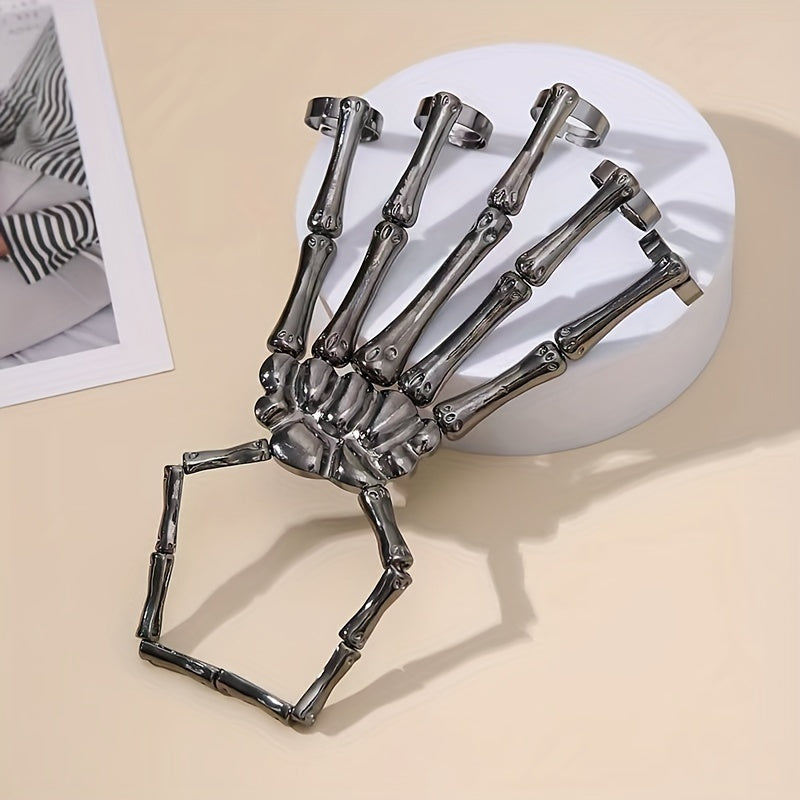 Punk Skull Metal Hand Bones Hand Bracelet