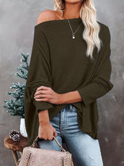 Off Shoulder Bat Sleeve Knitted Sweater Top