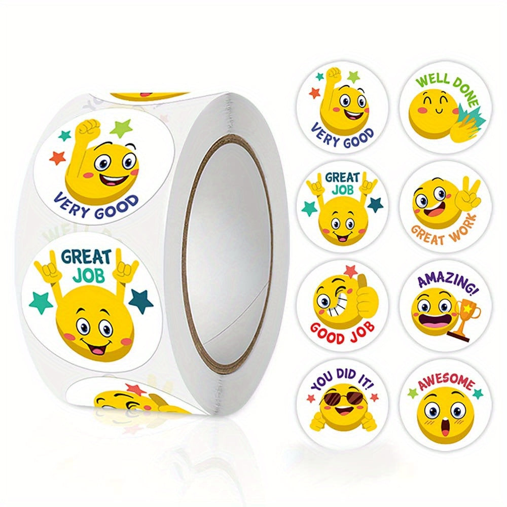 500pcs Cartoon Rhubarb Face Expression Stickers, Reward Inspirational Stickers