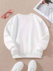 Girls Heart Print Sweatshirt Long Sleeve Pullover Top