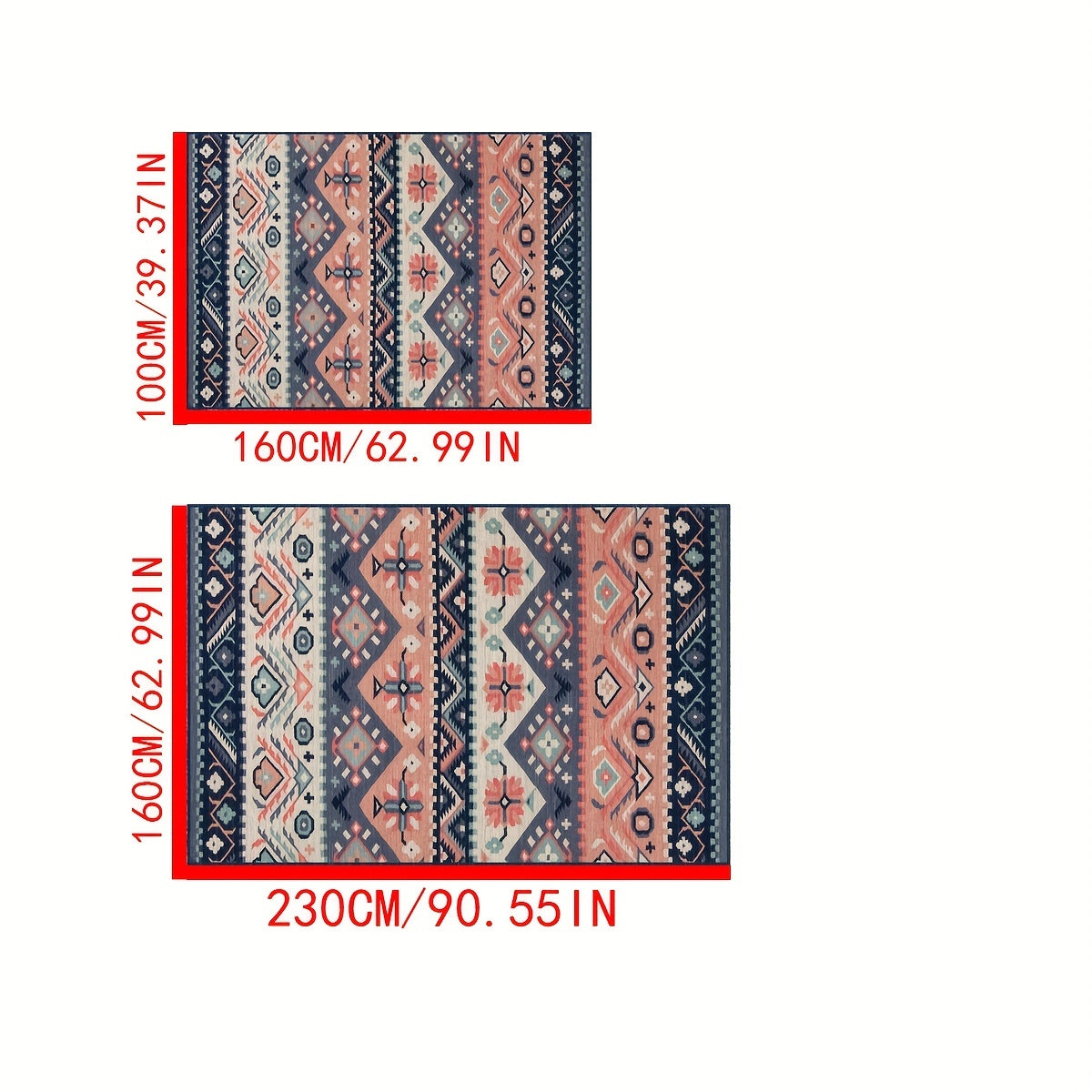 Vintage Moroccan Area Rugs For Living Room Boho Distressed Non-slip TPR Base