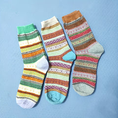 5 Pairs Geometric Pattern Socks Colorblock Crew Socks Women's Stockings
