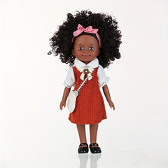10 Inch Afro Silicone Doll with Skin Interchangeable Outfits & Hairbands