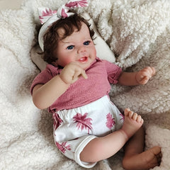 19in Realistic Vinyl Smiling Reborn Doll w/Fabric Body Hand Implanted Hair