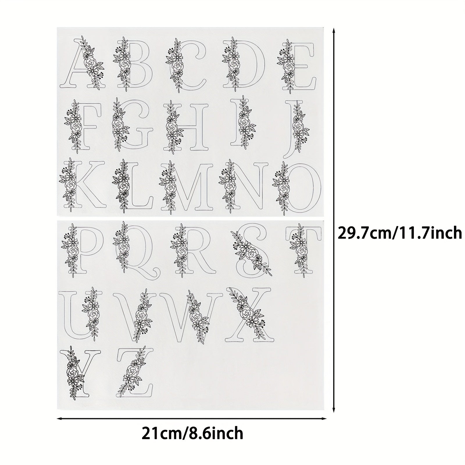 Floral Alphabet Embroidery Stickers - Hand Sewing Stabilize