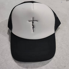 Cross Embroidered Mesh Baseball Cap for Men Women