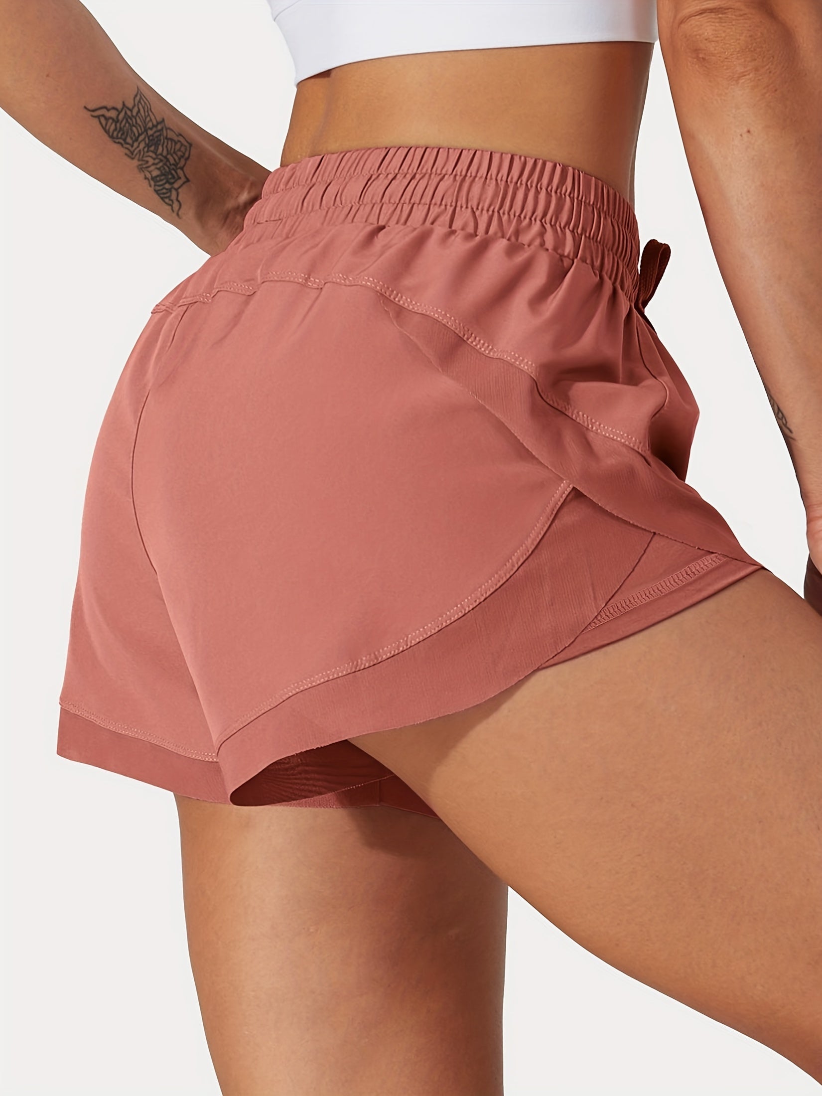 Casual Solid Drawstring Shorts Elastic Waist Loose Pocket Shorts