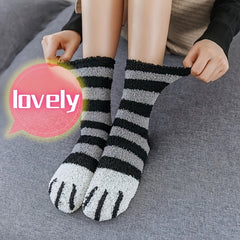 4 Pairs Cat Claw Fuzzy Socks Soft & Warm Mid Tube Women's Stockings