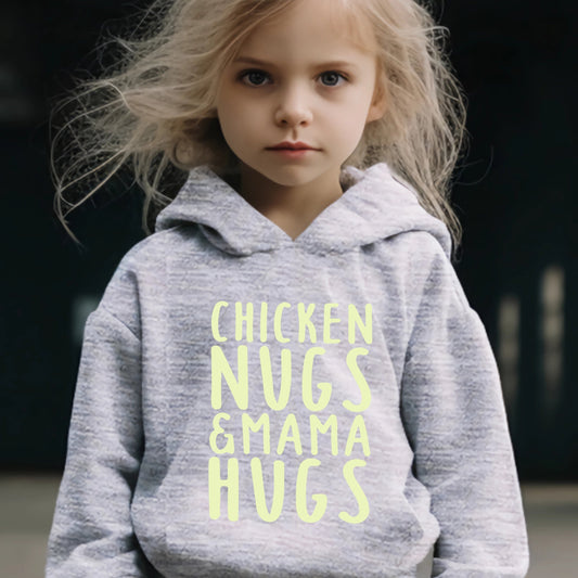 Mama Hug Pattern Hooded Sweatshirt Girls
