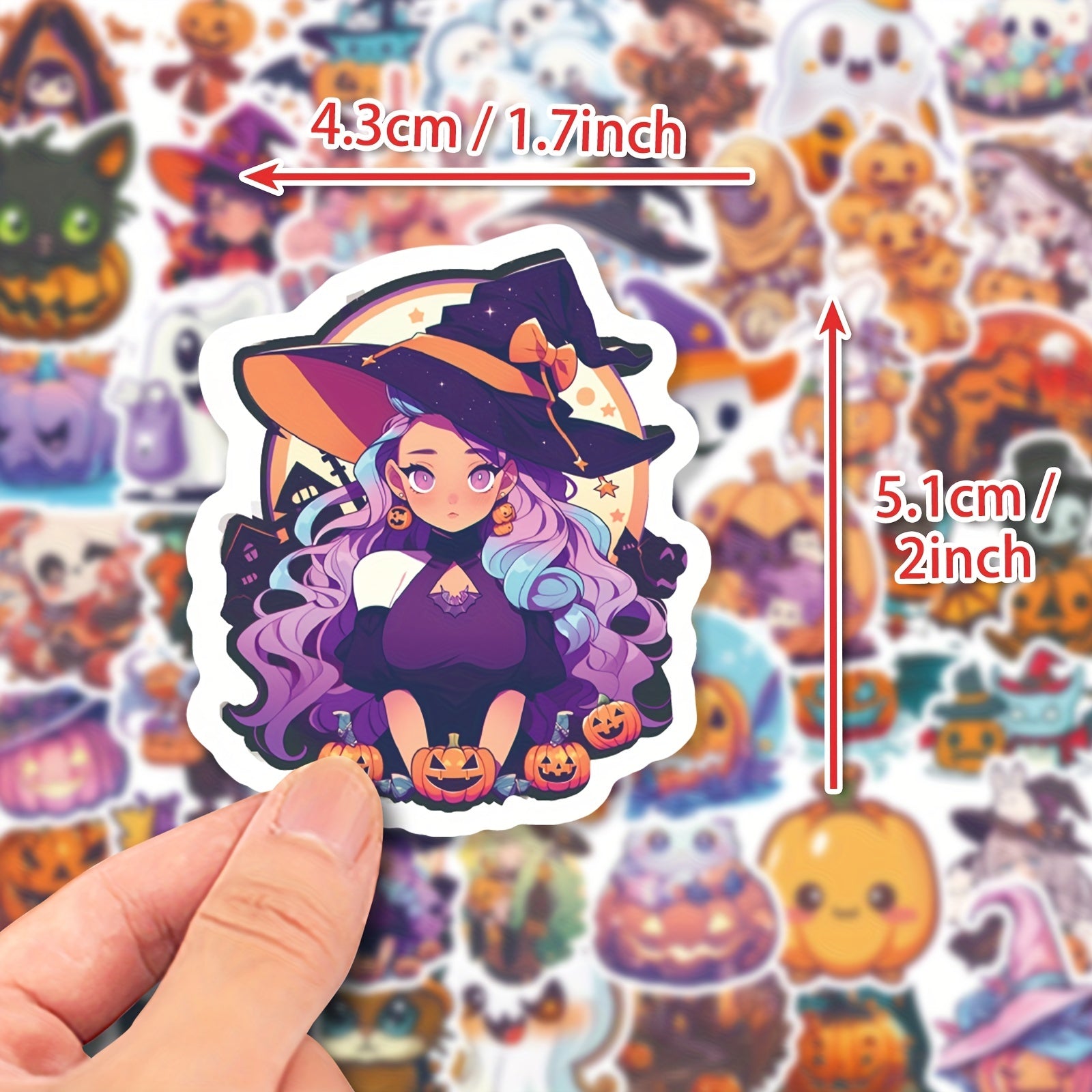 50pcs Halloween Stickers Pumpkin Spooky Waterproof DIY Decoration