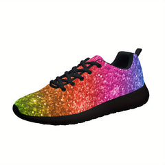 Men's Rainbow Lace-Up Sneakers Comfortable Walking Shoes