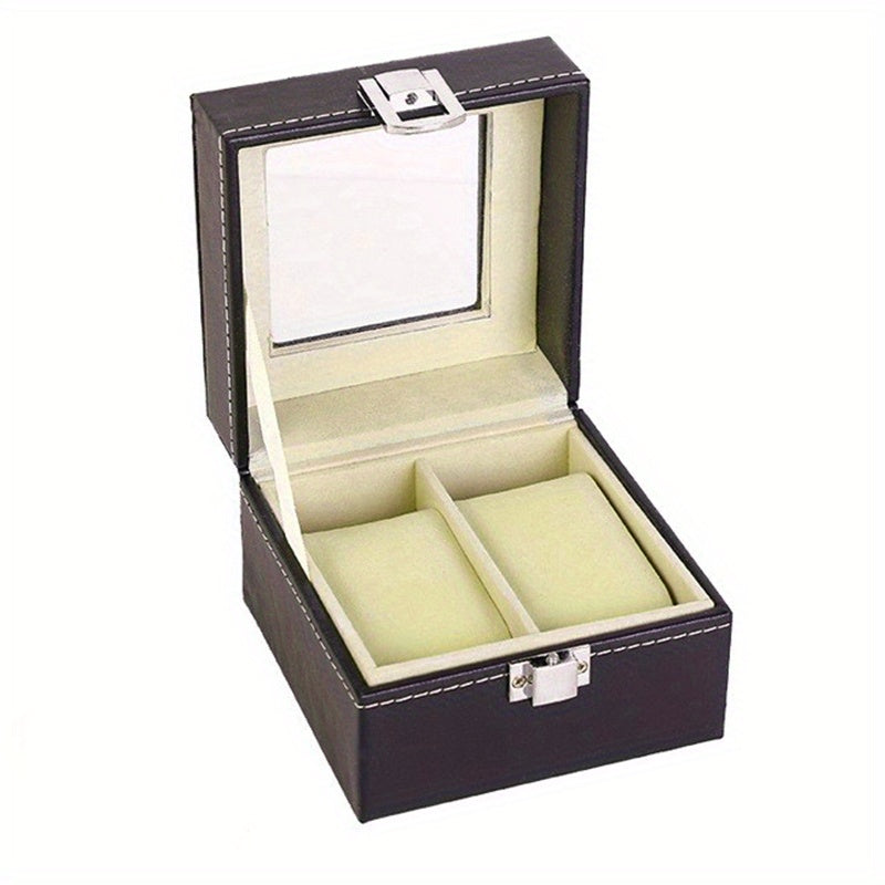 PU Leather Watch Storage Box PVC Material Transparent Frame Box