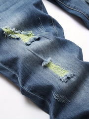 Mens Slim Fit Ripped Jeans Street Style Stretch Denim Pants
