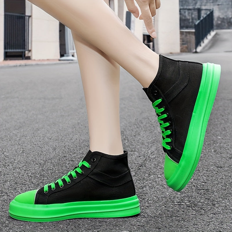 Men's High Top Canvas Shoes Lace Up Comfy Non Slip Casual Flats