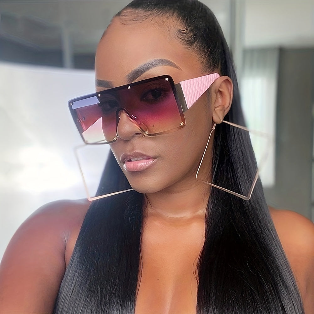 Y2K Oversized Gradient Mirror Lens Sunglasses UV400