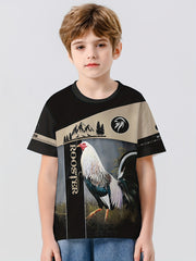 ROOSTER 3D Print Boys T shirt Summer Kids Outgoing Clothes