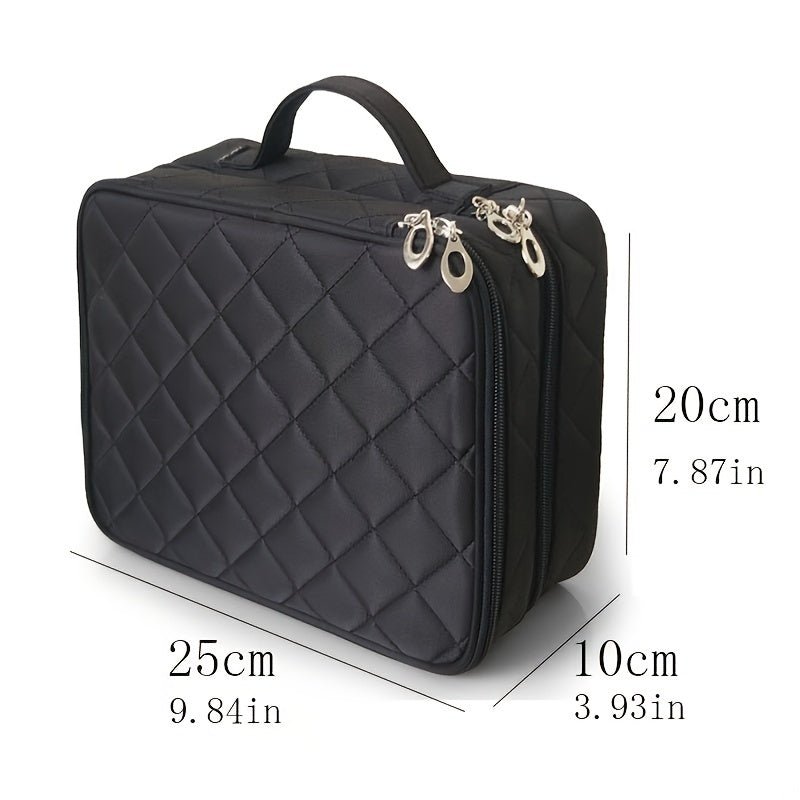 Large Capacity Double Layer Makeup Bag for Travel Portable Cosmetic Bag