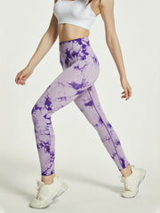Purple Tie Dye Yoga Pants High Waisted Activewear
