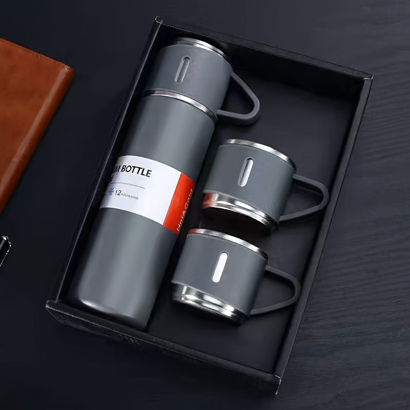 500ml Double Layer Stainless Steel Vacuum Flask Coffee Tumbler Travel Mug Grey