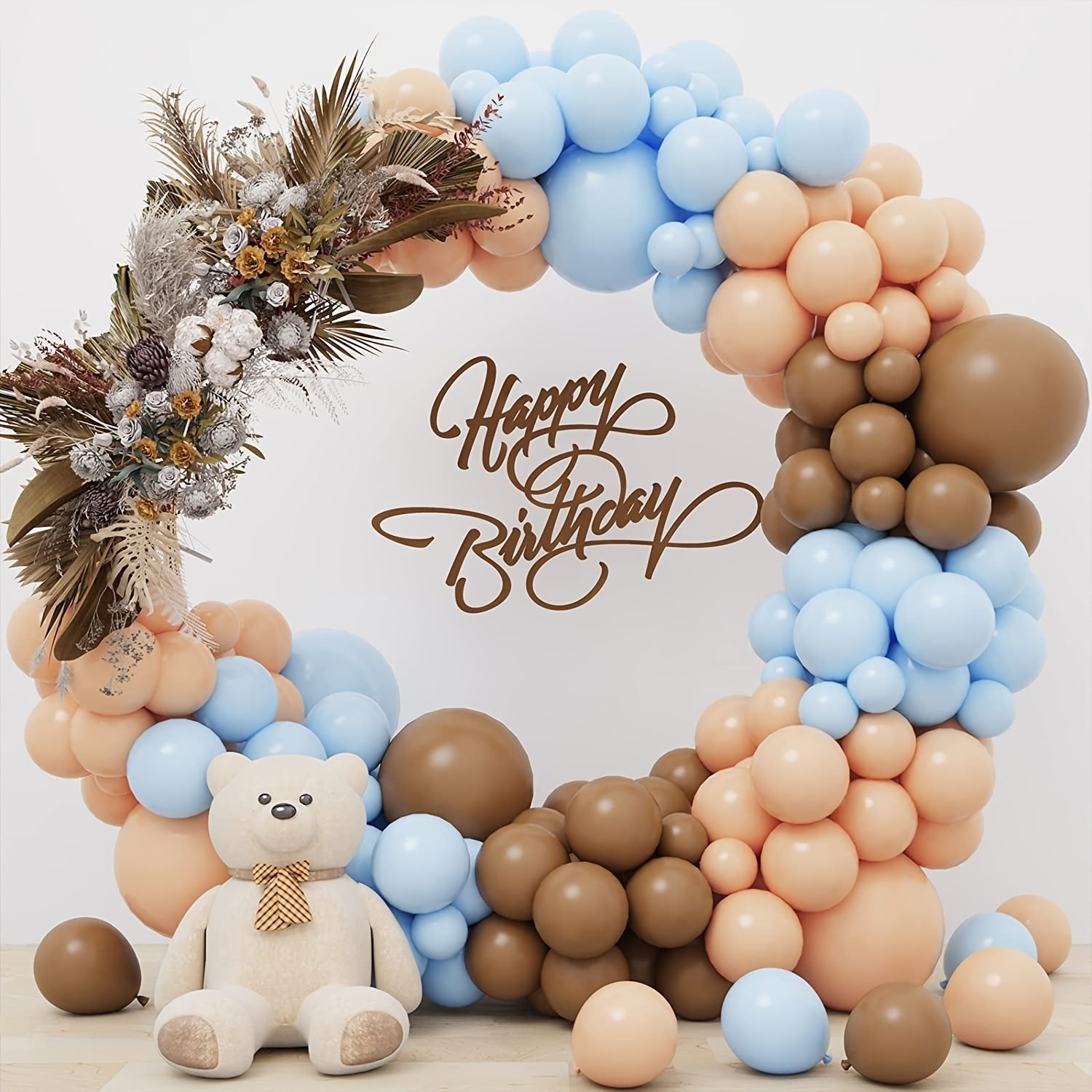 156pcs Brown Balloon Garland Arch Set Baby Shower Decoration Gender Reveal