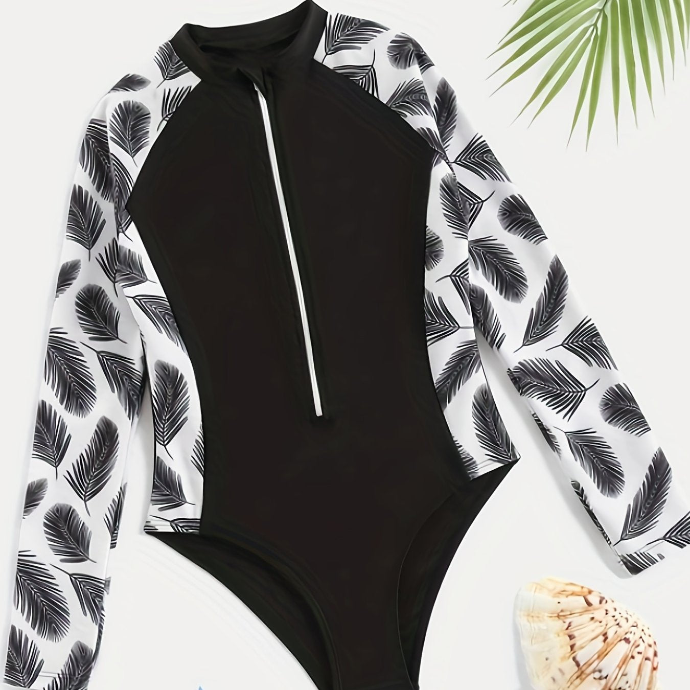 Girls Rain Forest Graphic Long Sleeve Swimsuit for Surfing