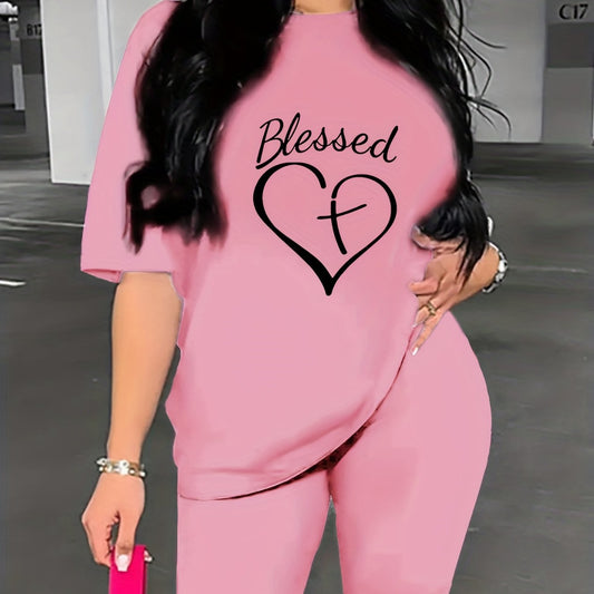 Women's Short Sleeve T Shirt & Shorts Casual 2pcs Outfit for Summer & Spring