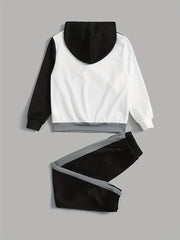 Boys 2pcs Hoodie Top & Sports Trousers Set for Spring/Autumn