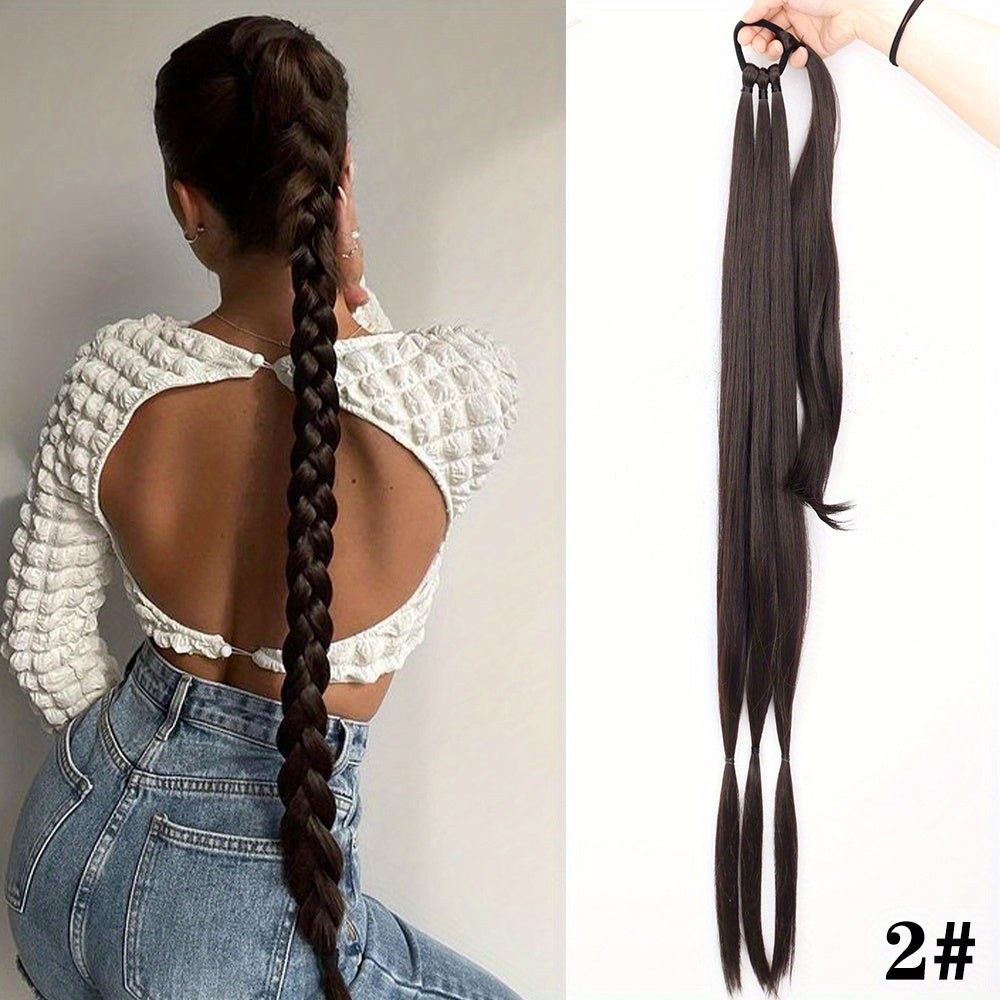 Long Straight Ponytail Extensions Synthetic Hair Natural Look