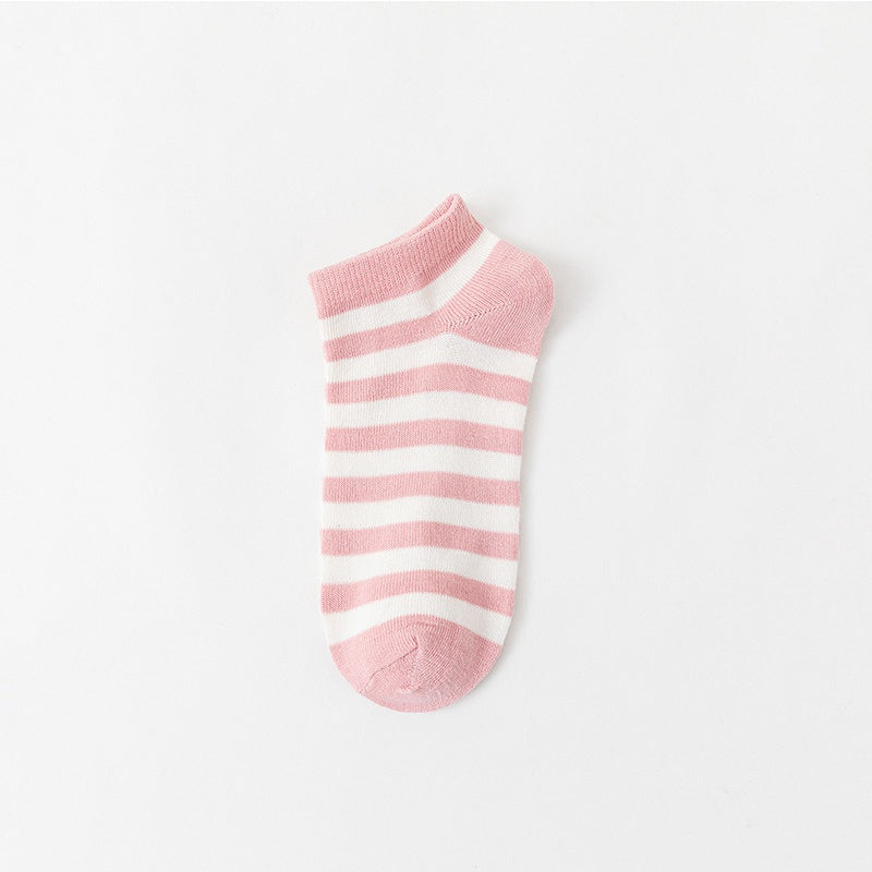 Pink Ankle Socks Floral Pattern Low Cut Women's Stockings