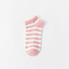 Pink Ankle Socks Floral Pattern Low Cut Women's Stockings