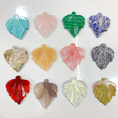Crystal Leaf 1.97inch Plant Handicraft Healing Stones Mix Colorful Carvings