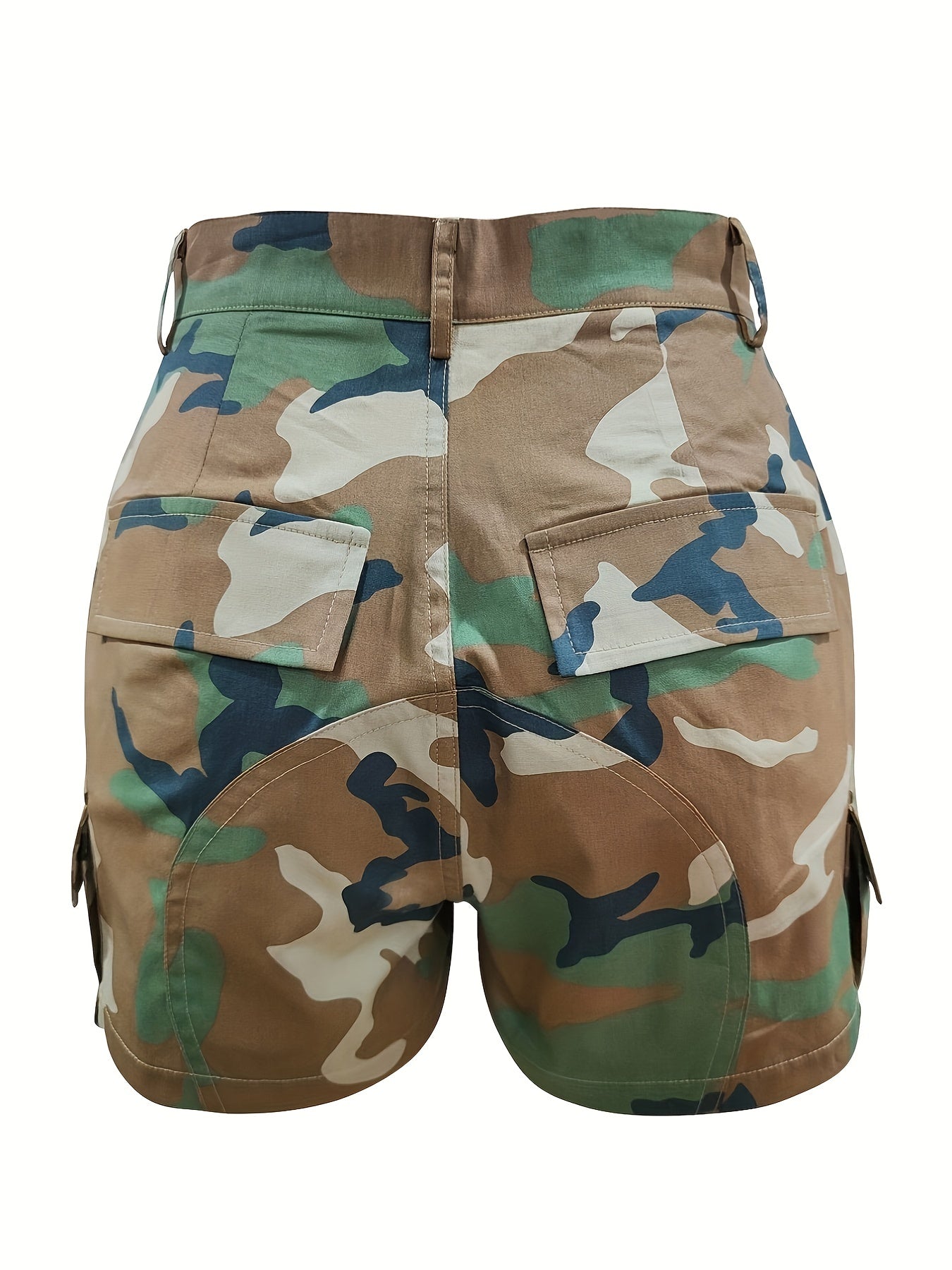 Camouflage Print Cargo Shorts for Women