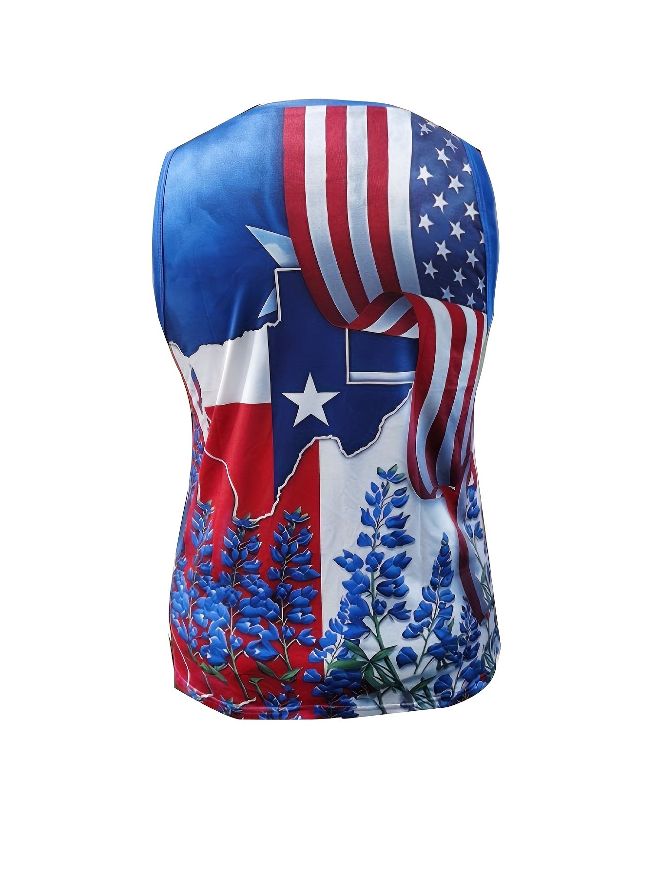 Independence Casual Tank Top Women's Plus Flag & Floral Print