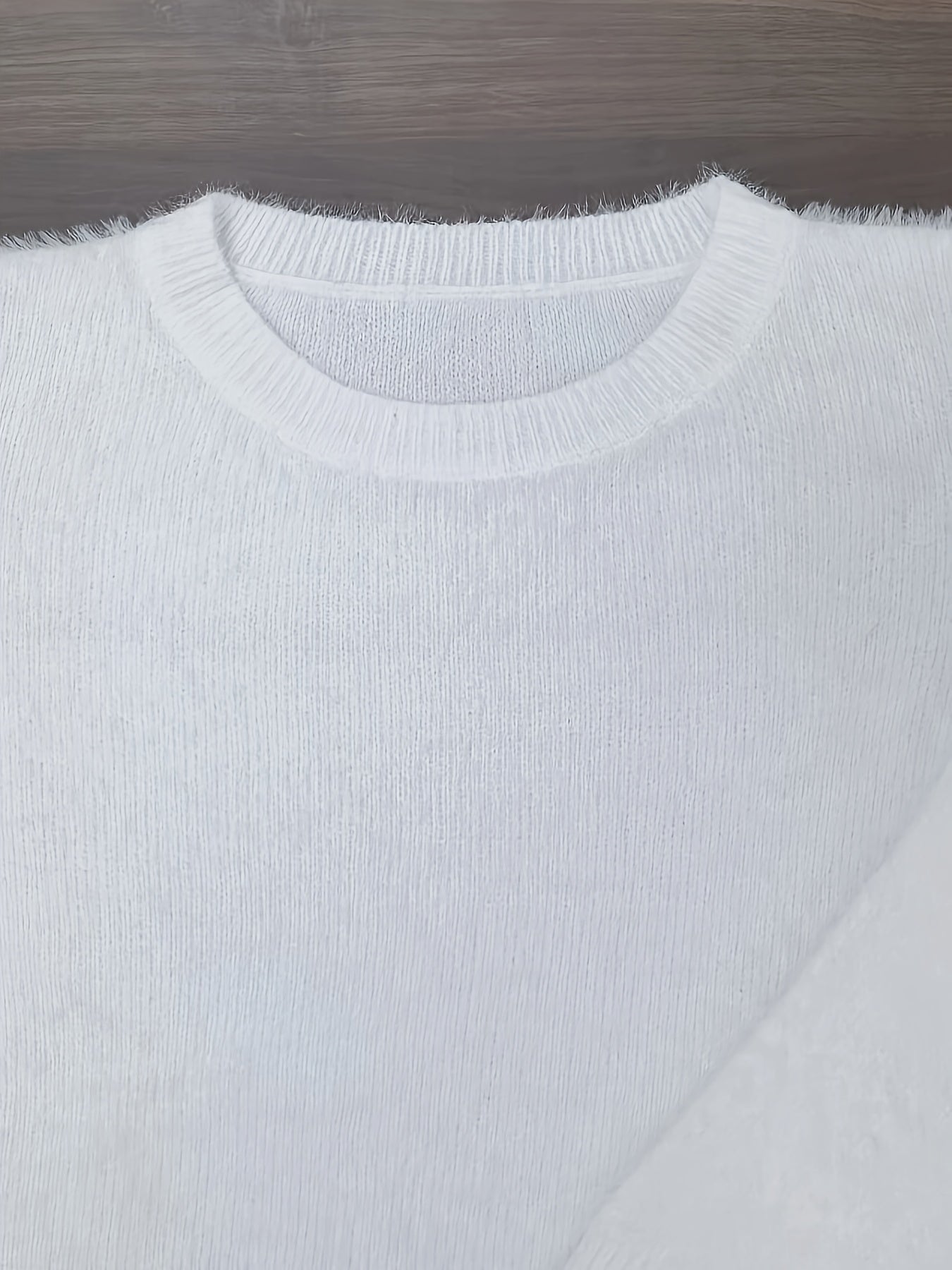 Eyelash Long Sleeve Sweater Round Neck Jumper