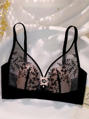 Floral Mesh Wireless Bra Soft & Breathable