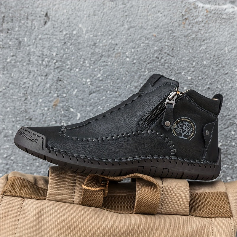 Men's High Top Zipper Boots No Tie Lace Assorted Colors