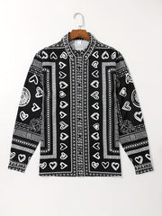 Men's Paisley Printed Casual Long Sleeve Shirt