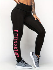 Letter Print Yoga Pants Slim Fit Yoga Leggings