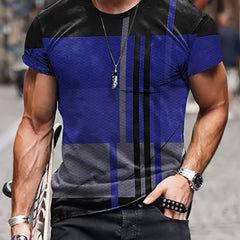 Men's Vintage Printed Sports T-shirt Round Neck Tee