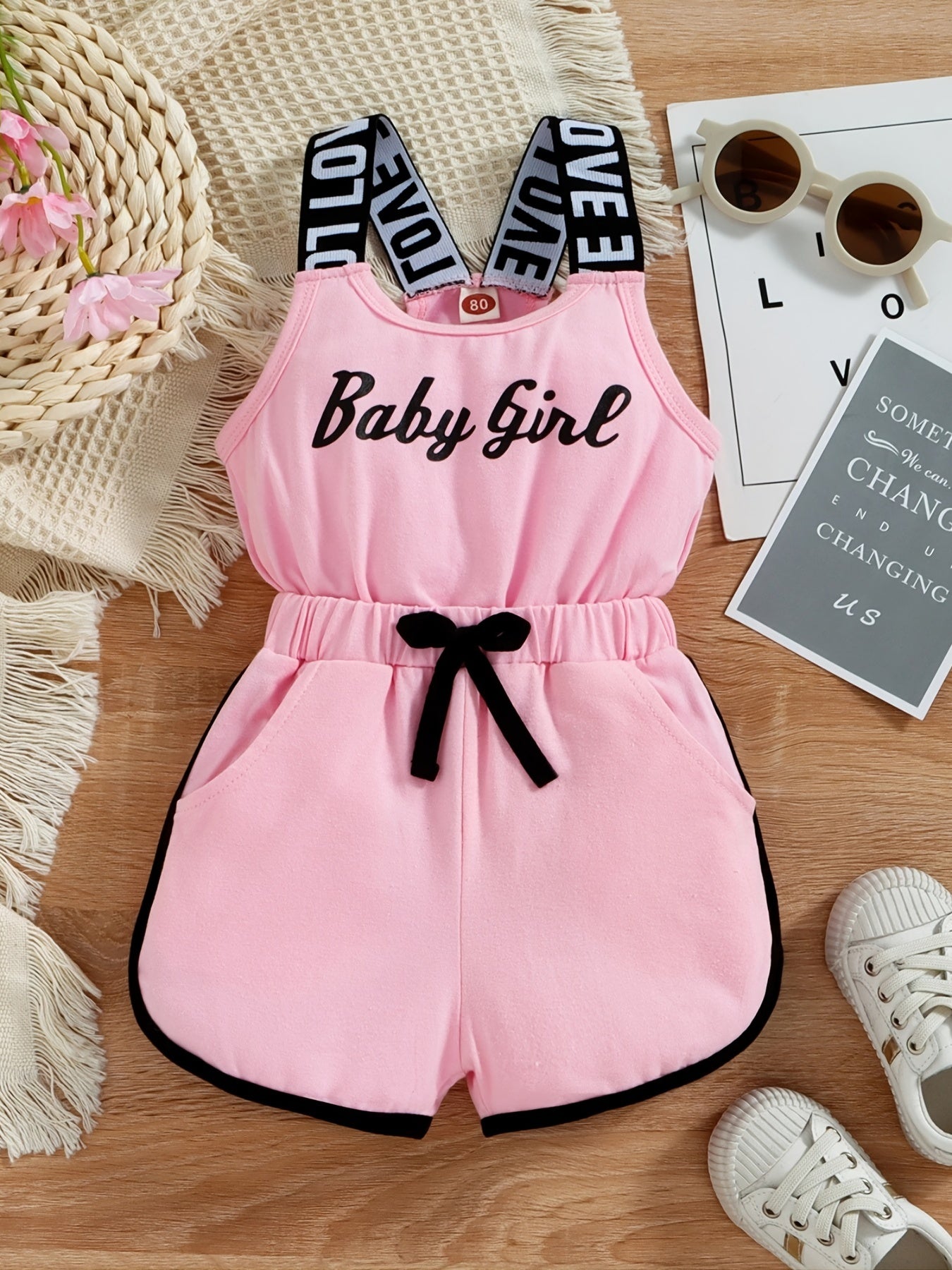 Toddler Baby Girls Sleeveless Romper Letter Print Jumpsuit