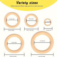 10PCS Wooden Rings for Crafts Macrame Natural Wood Circle Beads