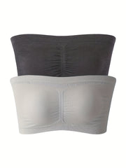 2 Pack Plus Size Tube Bra Set High Stretch Strapless