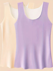 2pcs Seamless Thermal Underwear Soft Crew Neck Sleeveless Top Women's Lingerie
