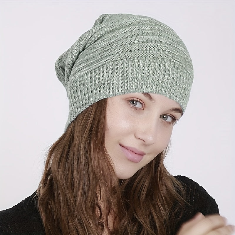 Thin Knitted Wool Slouchy Beanie for Men and Women