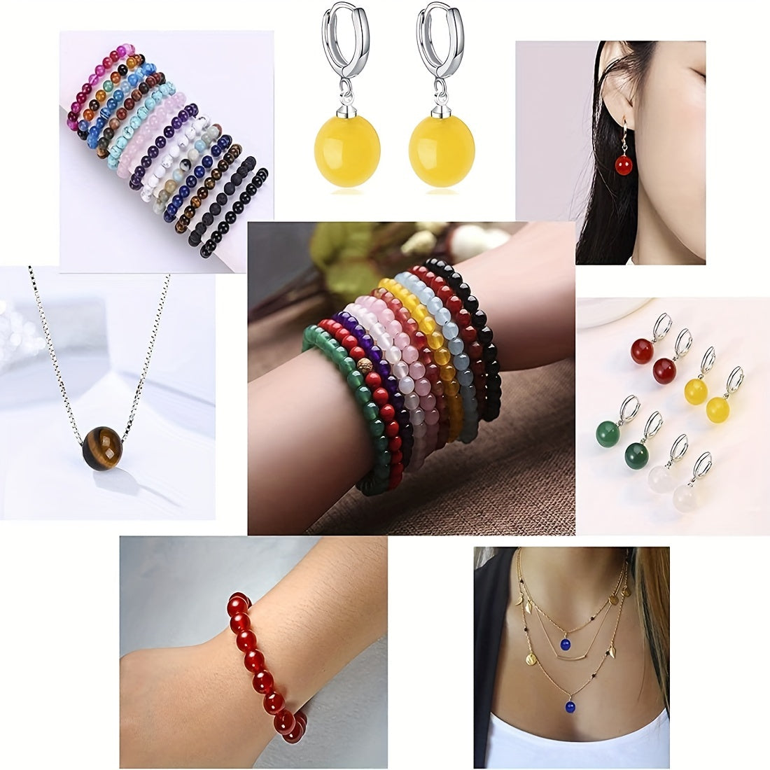 100pcs 7 Chakra Natural Stone Beads Crystal Energy Healing DIY Jewelry Making