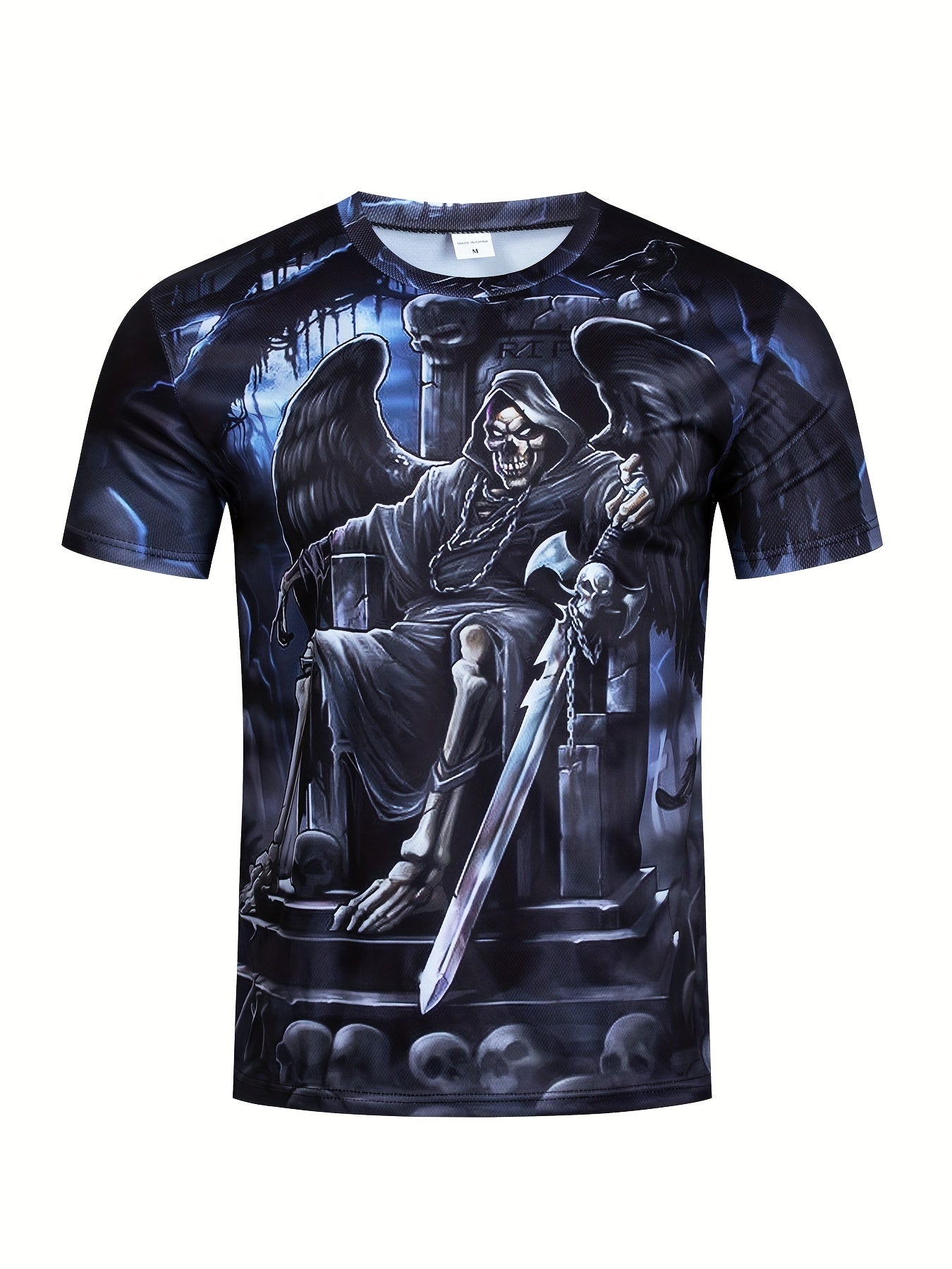 Men's Skull Pattern T shirt & Shorts Set for Fitness